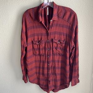 Free People Plaid Flannel Button Down